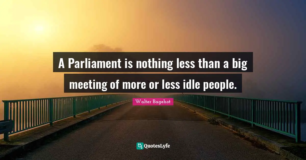 Walter Bagehot Quotes: "A Parliament is nothing less than a big meeting of more or less idle people."