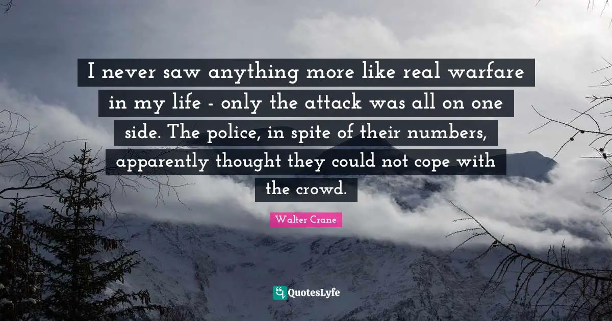 I never saw anything more like real warfare in my life - only the attack was all on one side. The police, in spite of their numbers, apparently thought they could not cope with the crowd.
