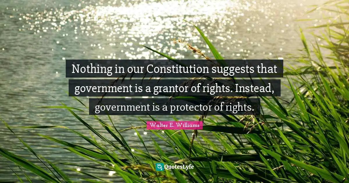Nothing in our Constitution suggests that government is a grantor of rights. Instead, government is a protector of rights.