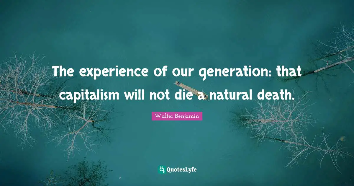 Our Generation Quotes: "The experience of our generation: that capitalism will not die a natural death."
