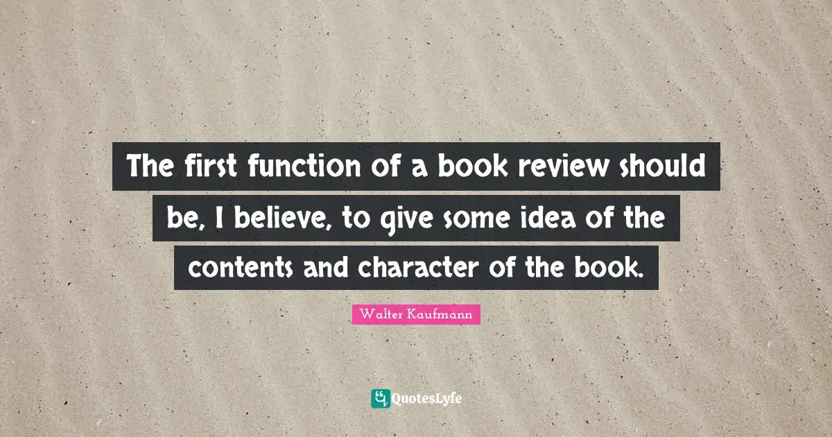 The first function of a book review should be, I believe, to give some idea of the contents and character of the book.