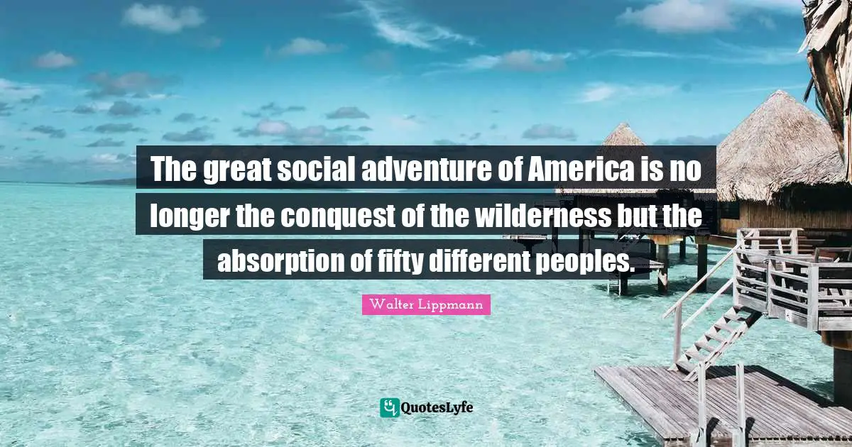 The great social adventure of America is no longer the conquest of the wilderness but the absorption of fifty different peoples.