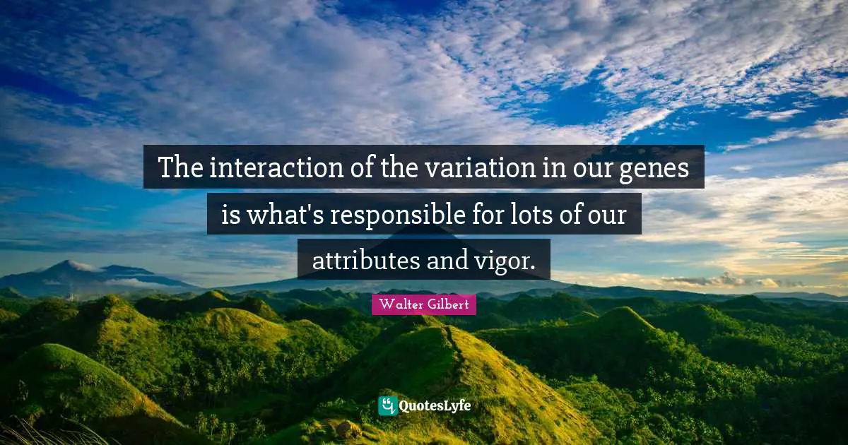 Vigor Quotes: "The interaction of the variation in our genes is what's responsible for lots of our attributes and vigor."