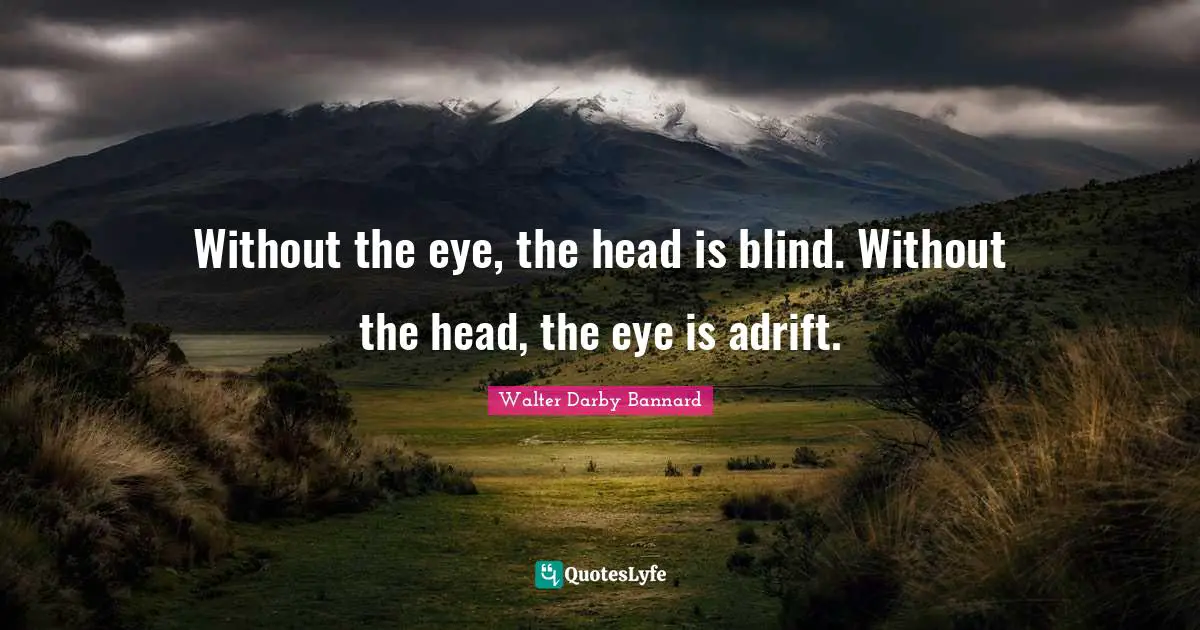 Walter Darby Bannard Quotes: "Without the eye, the head is blind. Without the head, the eye is adrift."