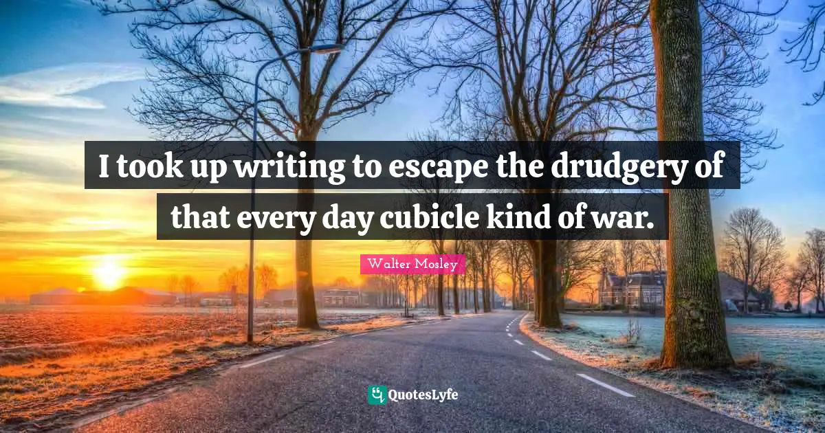 Drudgery Quotes: "I took up writing to escape the drudgery of that every day cubicle kind of war."