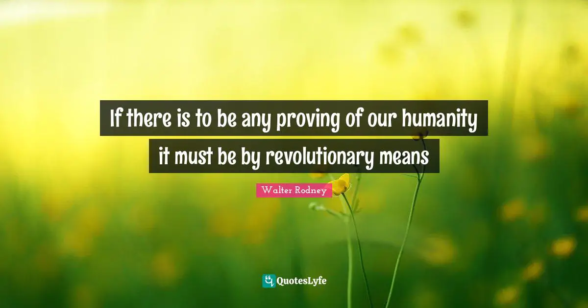 If there is to be any proving of our humanity it must be by revolutionary means