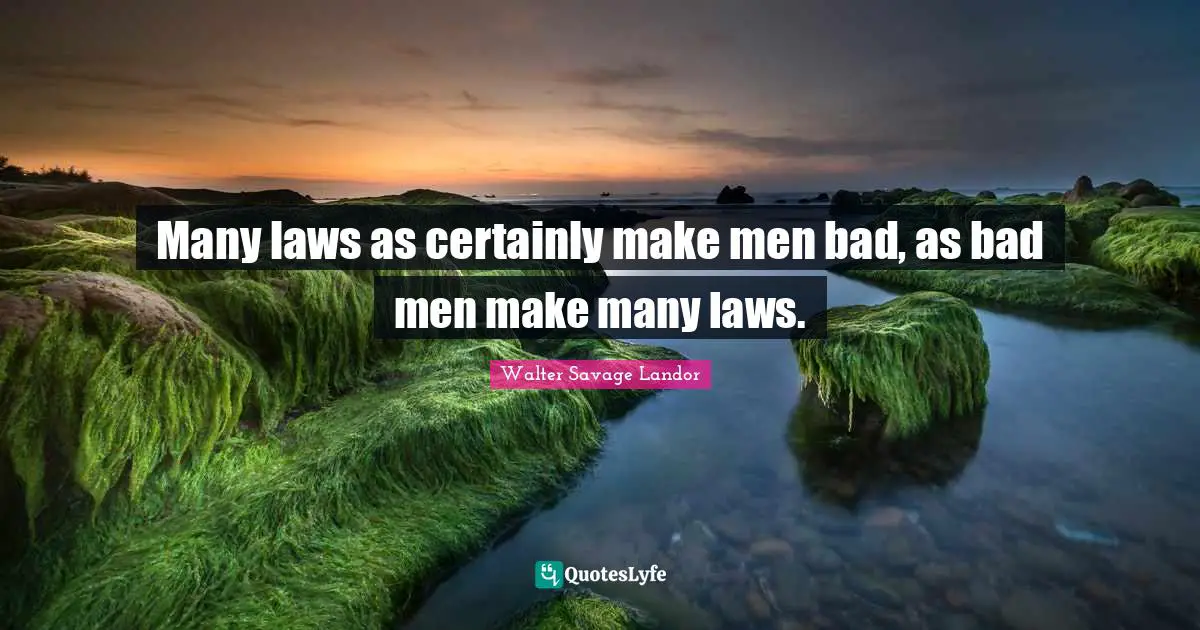 Many laws as certainly make men bad, as bad men make many laws.
