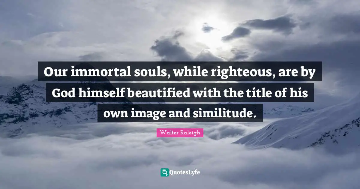 Our immortal souls, while righteous, are by God himself beautified with the title of his own image and similitude.