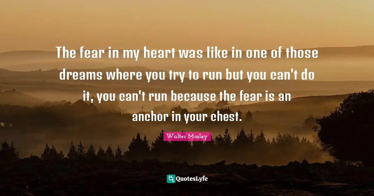 The fear in my heart was like in one of those dreams where you try to run but you can't do it, you can't run because the fear is an anchor in your chest.