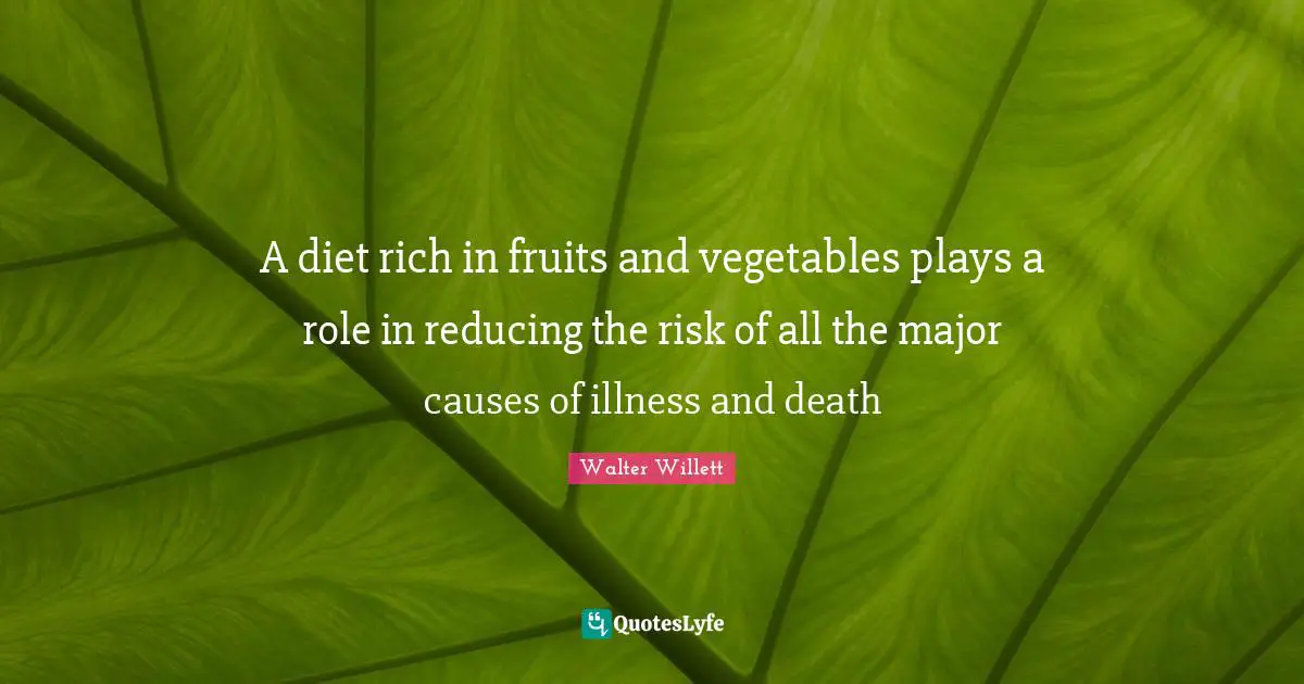 A diet rich in fruits and vegetables plays a role in reducing the risk of all the major causes of illness and death
