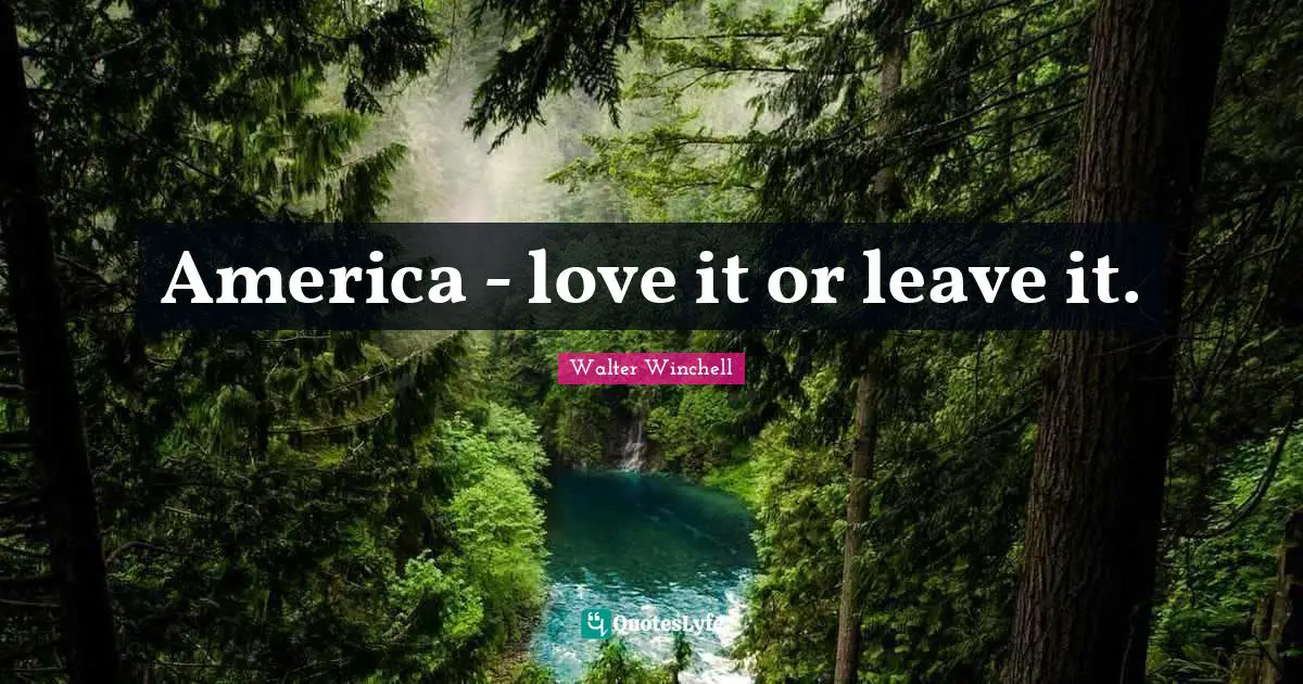 America - love it or leave it.