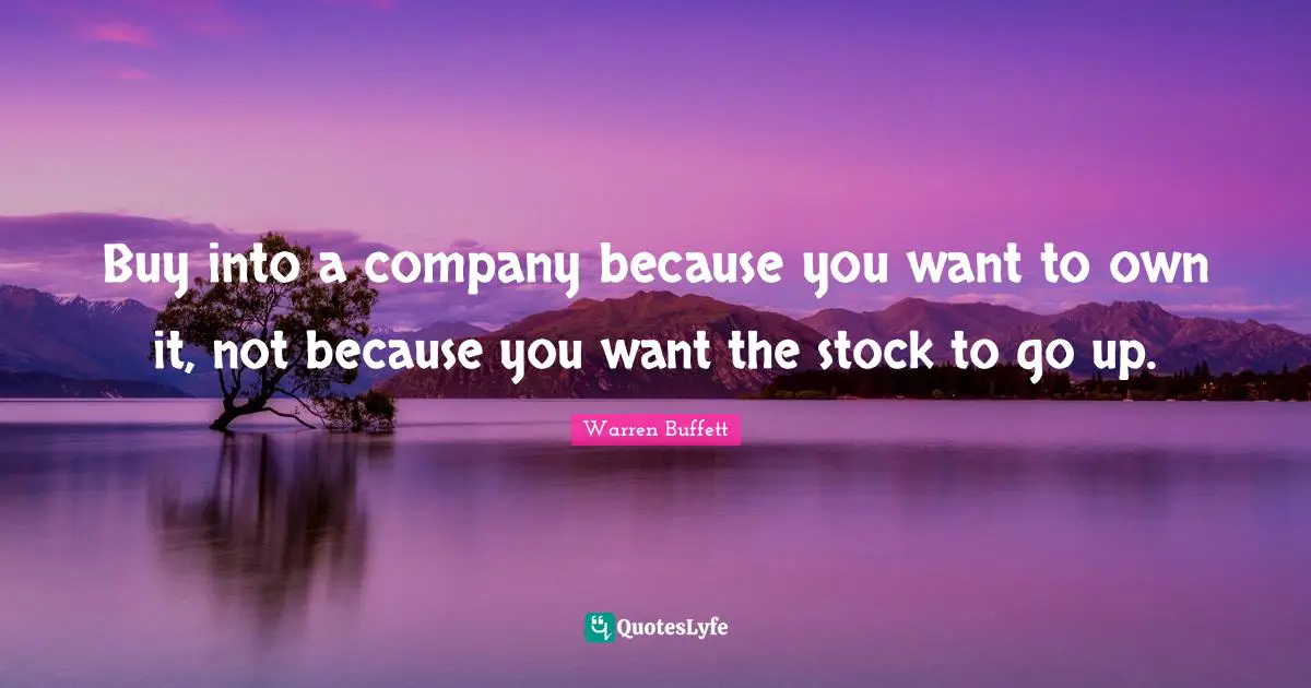 Buffets Quotes: "Buy into a company because you want to own it, not because you want the stock to go up."