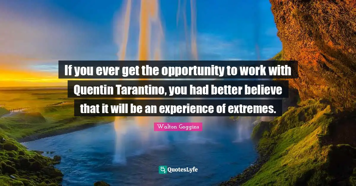 If you ever get the opportunity to work with Quentin Tarantino, you had better believe that it will be an experience of extremes.