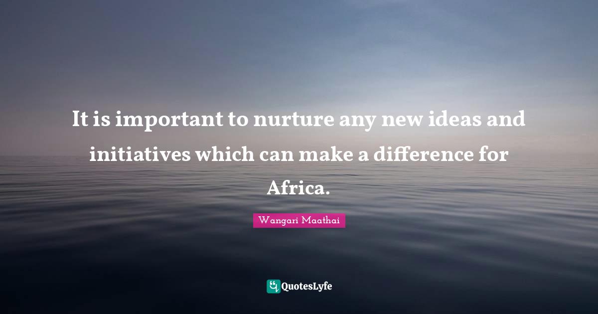 New Ideas Quotes: "It is important to nurture any new ideas and initiatives which can make a difference for Africa."