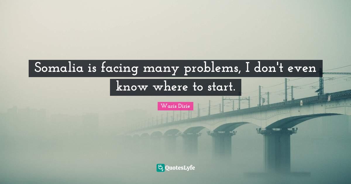 Waris Dirie Quotes: "Somalia is facing many problems, I don't even know where to start."
