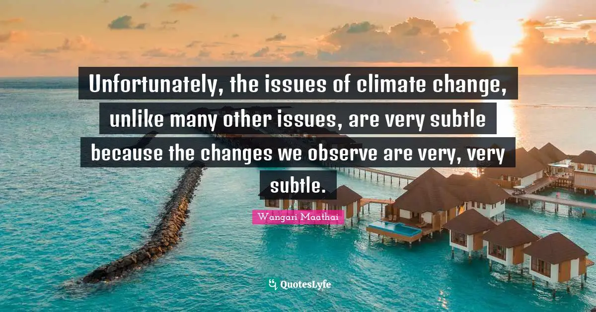 Unfortunately, the issues of climate change, unlike many other issues, are very subtle because the changes we observe are very, very subtle.