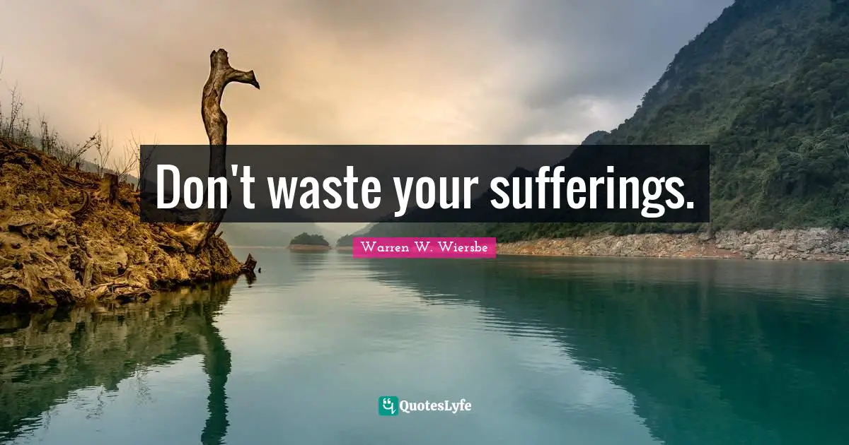 Don't waste your sufferings.