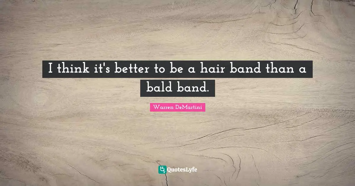 I think it's better to be a hair band than a bald band.