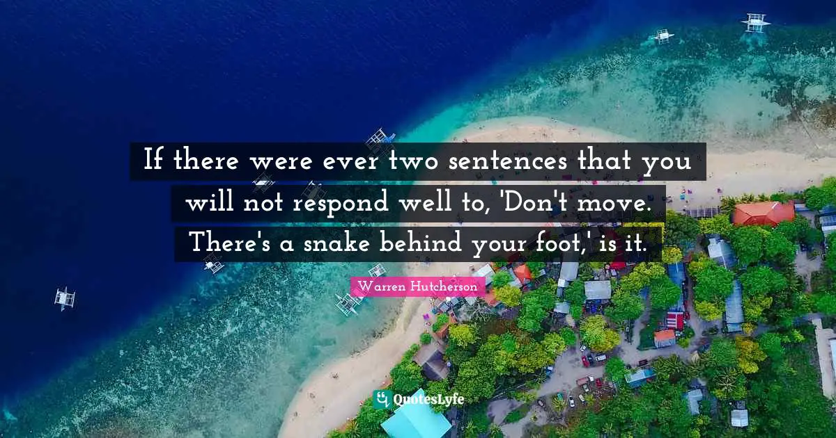 If there were ever two sentences that you will not respond well to, 'Don't move. There's a snake behind your foot,' is it.