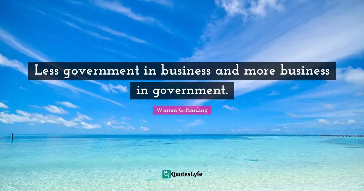 Less government in business and more business in government.