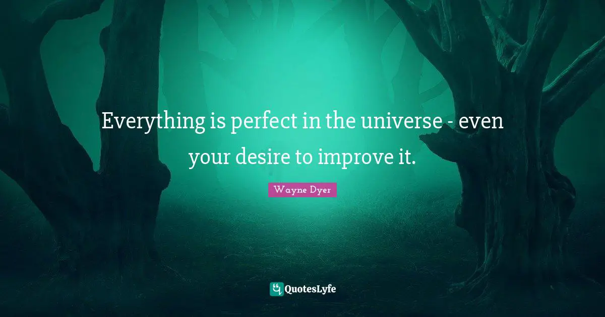 Everything is perfect in the universe - even your desire to improve it.