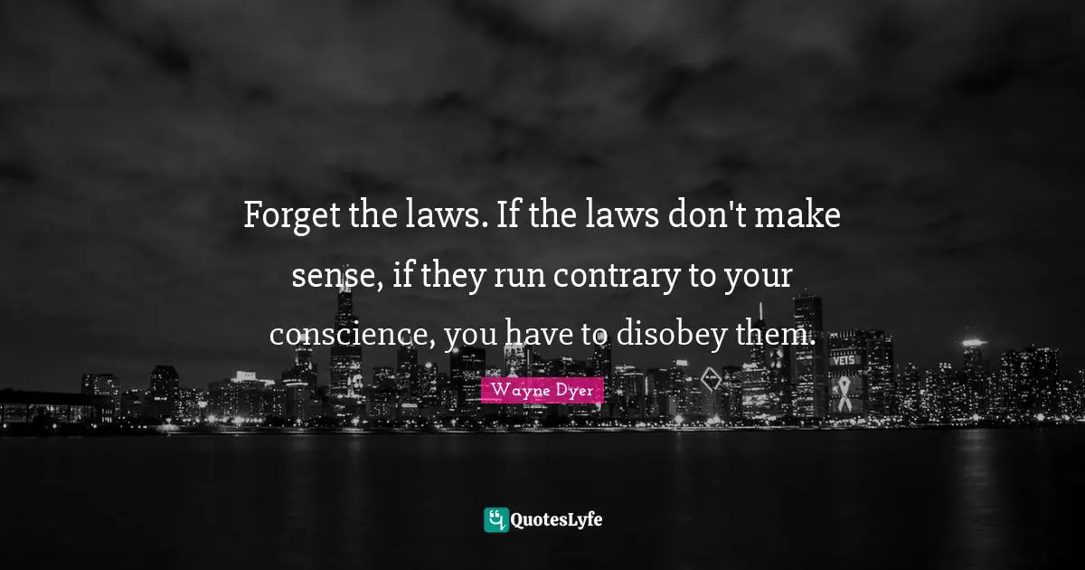 Forget the laws. If the laws don't make sense, if they run contrary to your conscience, you have to disobey them.