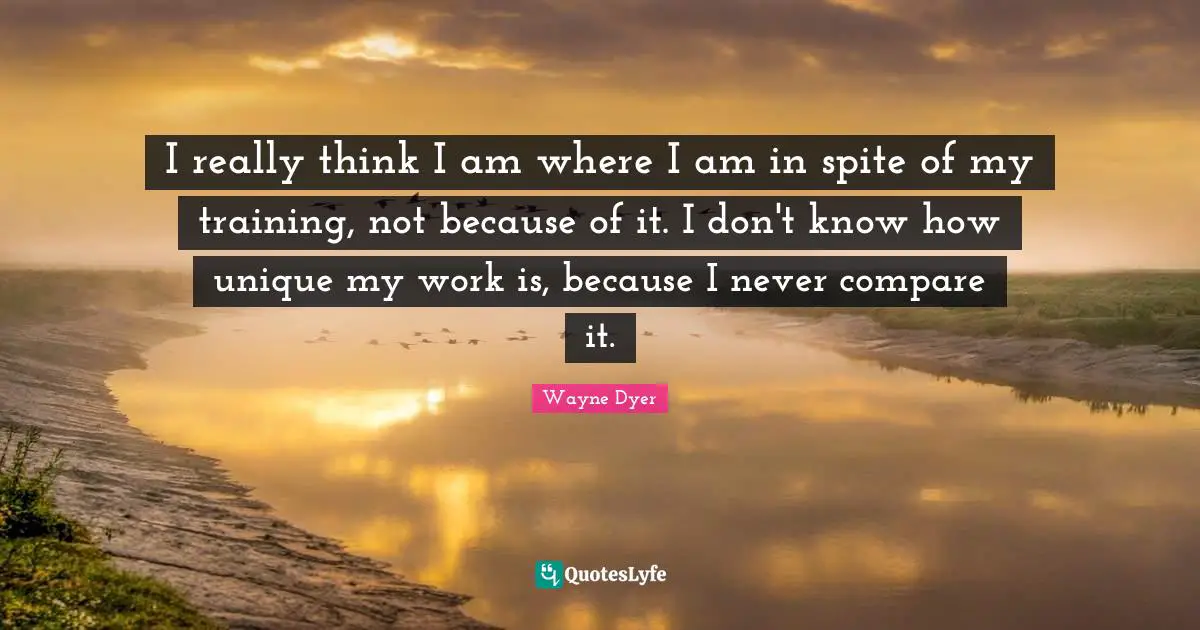 I really think I am where I am in spite of my training, not because of it. I don't know how unique my work is, because I never compare it.