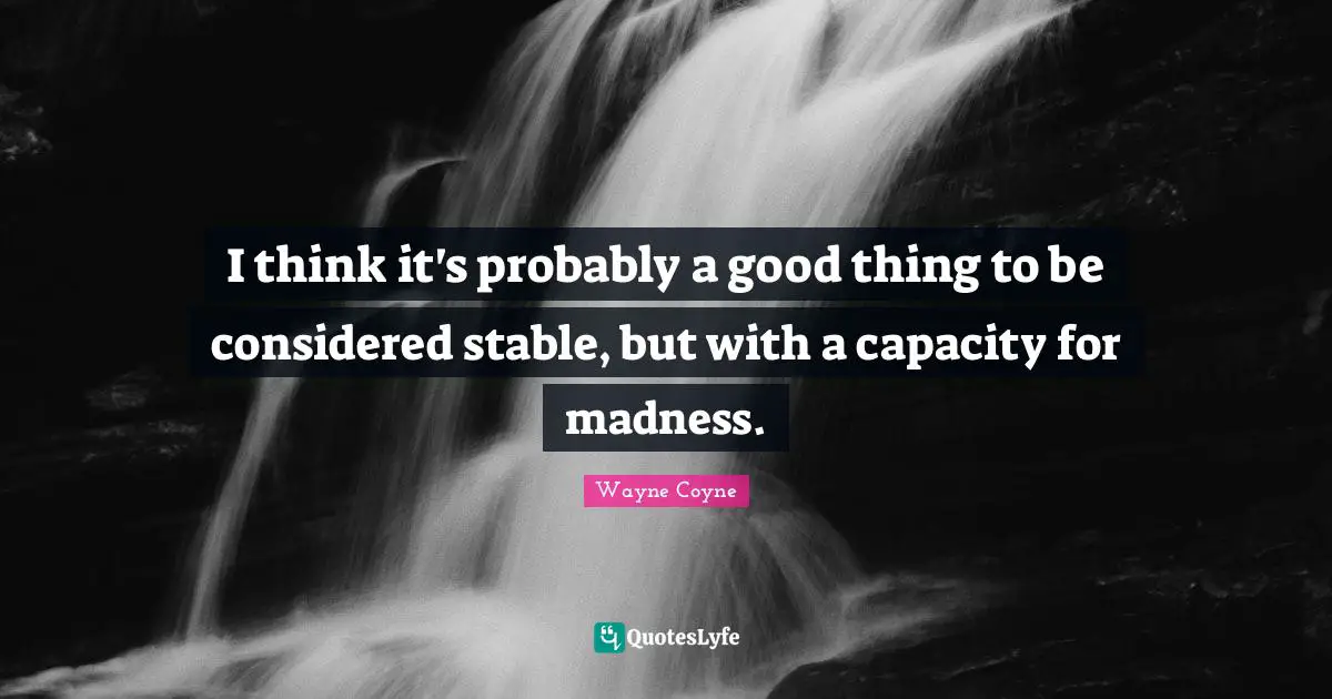I think it's probably a good thing to be considered stable, but with a capacity for madness.