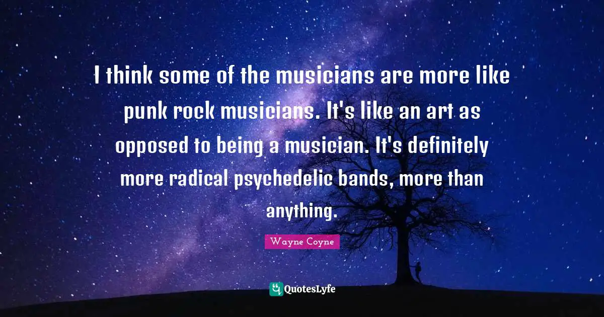 I think some of the musicians are more like punk rock musicians. It's like an art as opposed to being a musician. It's definitely more radical psychedelic bands, more than anything.