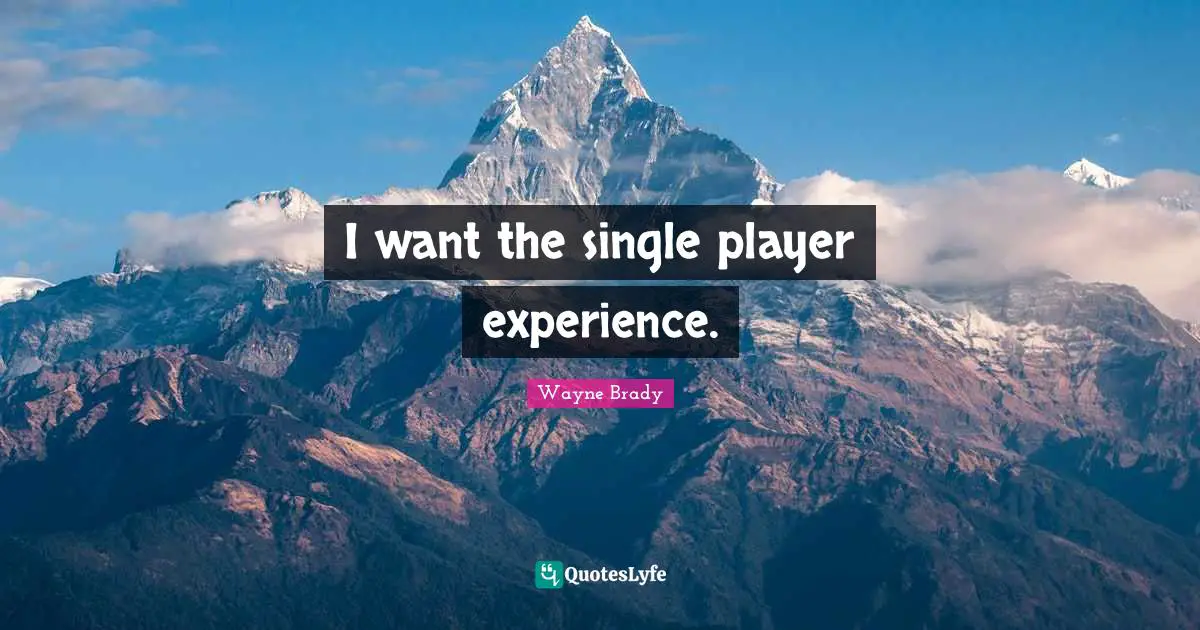 I want the single player experience.