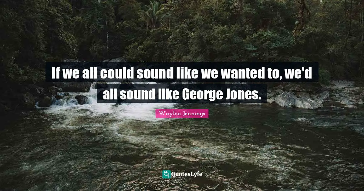 If we all could sound like we wanted to, we'd all sound like George Jones.