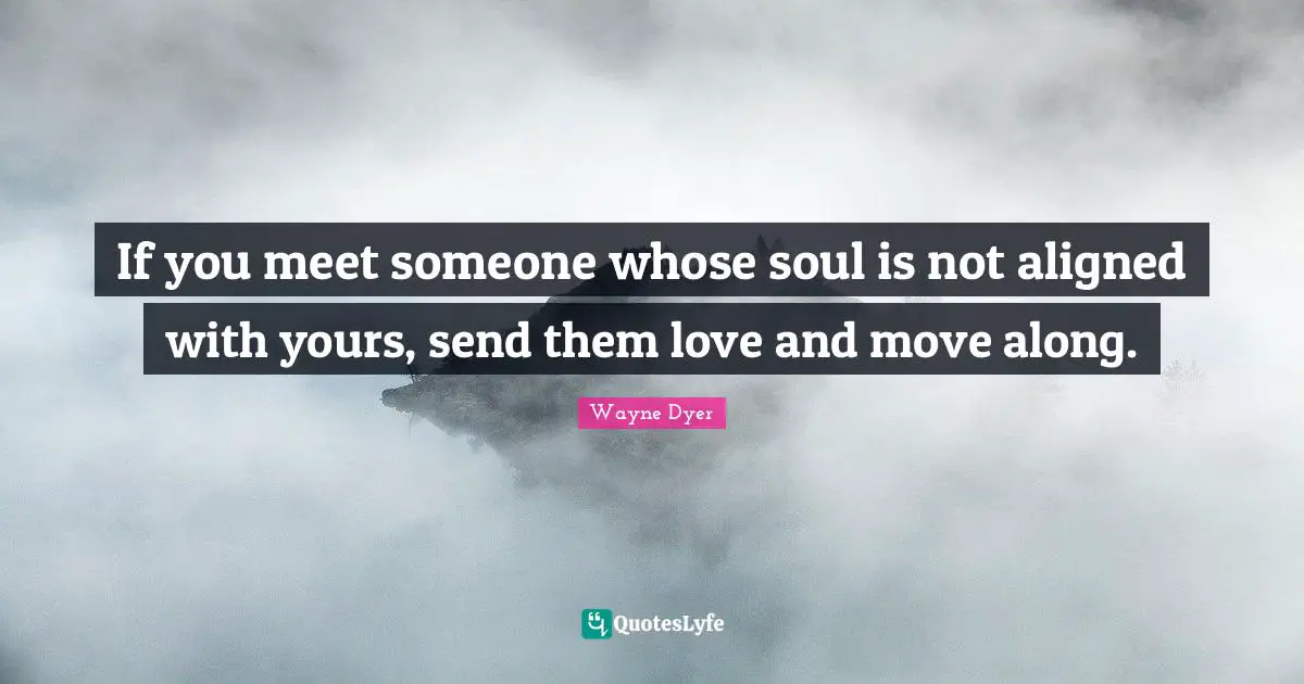If you meet someone whose soul is not aligned with yours, send them love and move along.