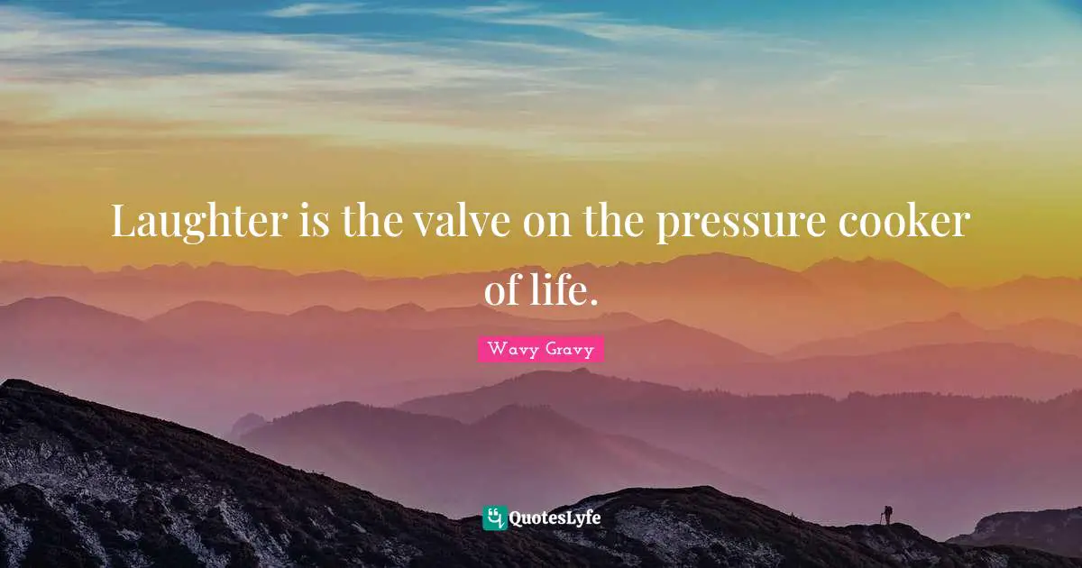 Laughter is the valve on the pressure cooker of life.