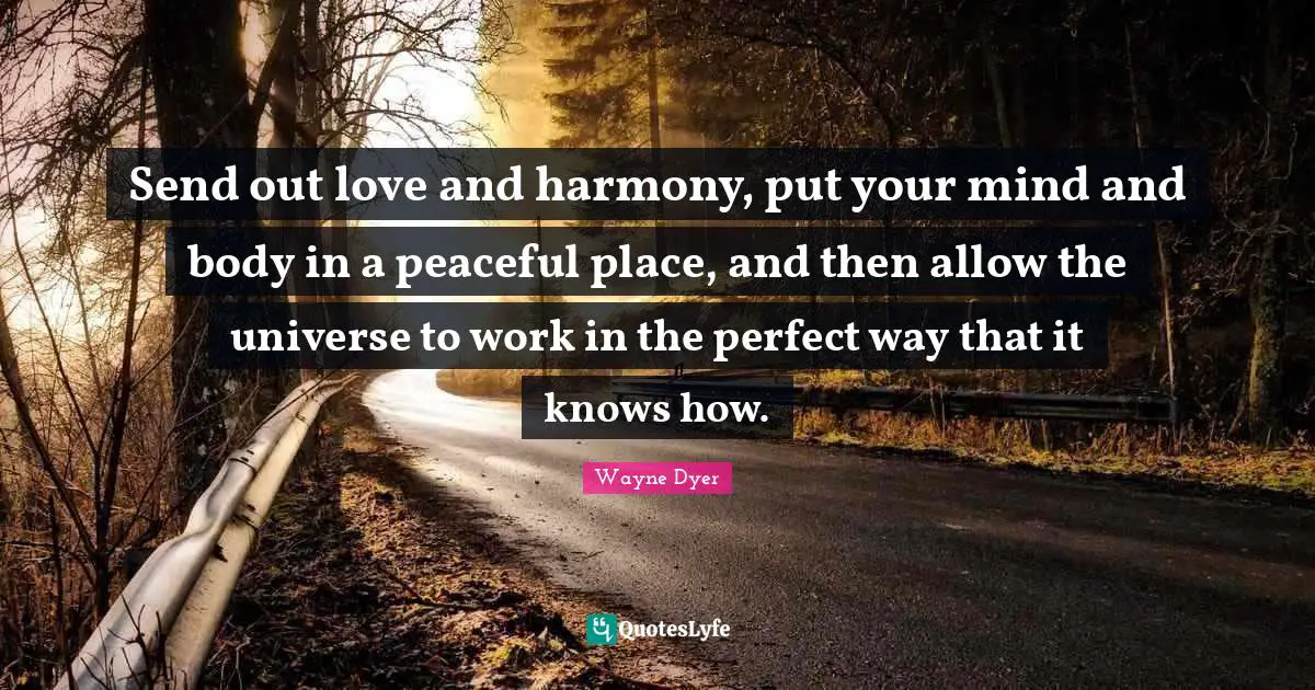 Send out love and harmony, put your mind and body in a peaceful place, and then allow the universe to work in the perfect way that it knows how.