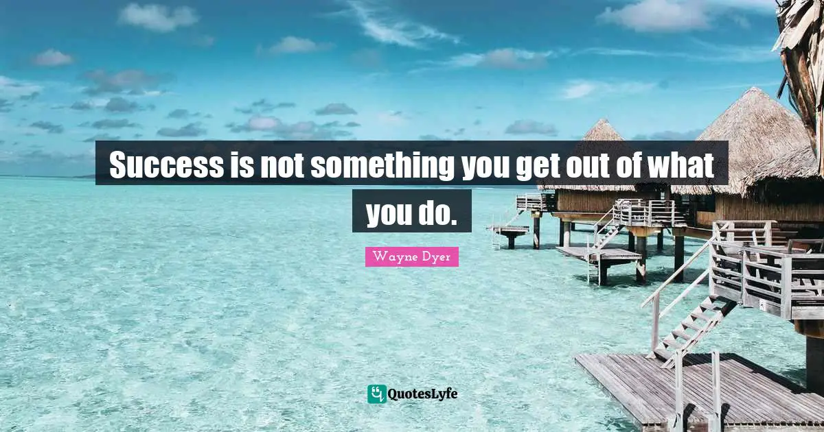 Success is not something you get out of what you do.