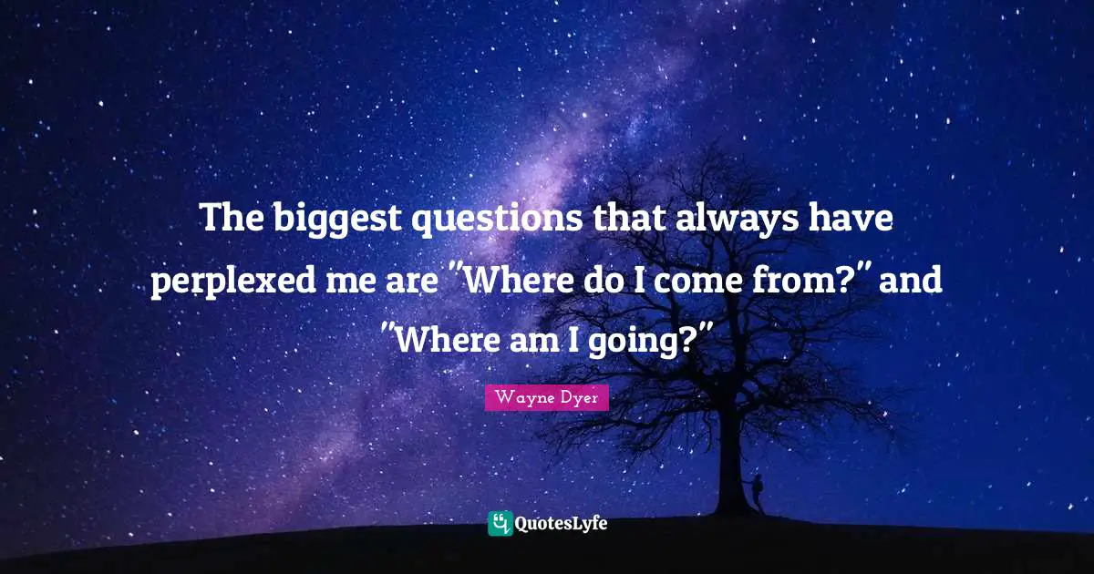 Perplexed Quotes: "The biggest questions that always have perplexed me are "Where do I come from?" and "Where am I going?""