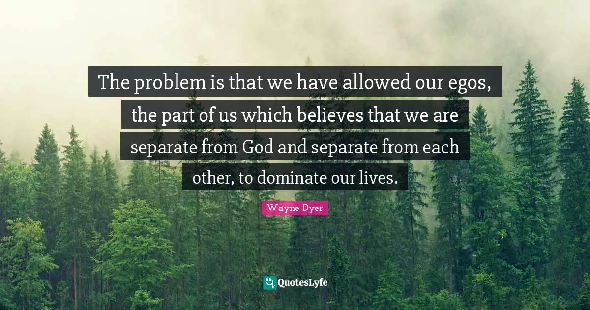The problem is that we have allowed our egos, the part of us which believes that we are separate from God and separate from each other, to dominate our lives.