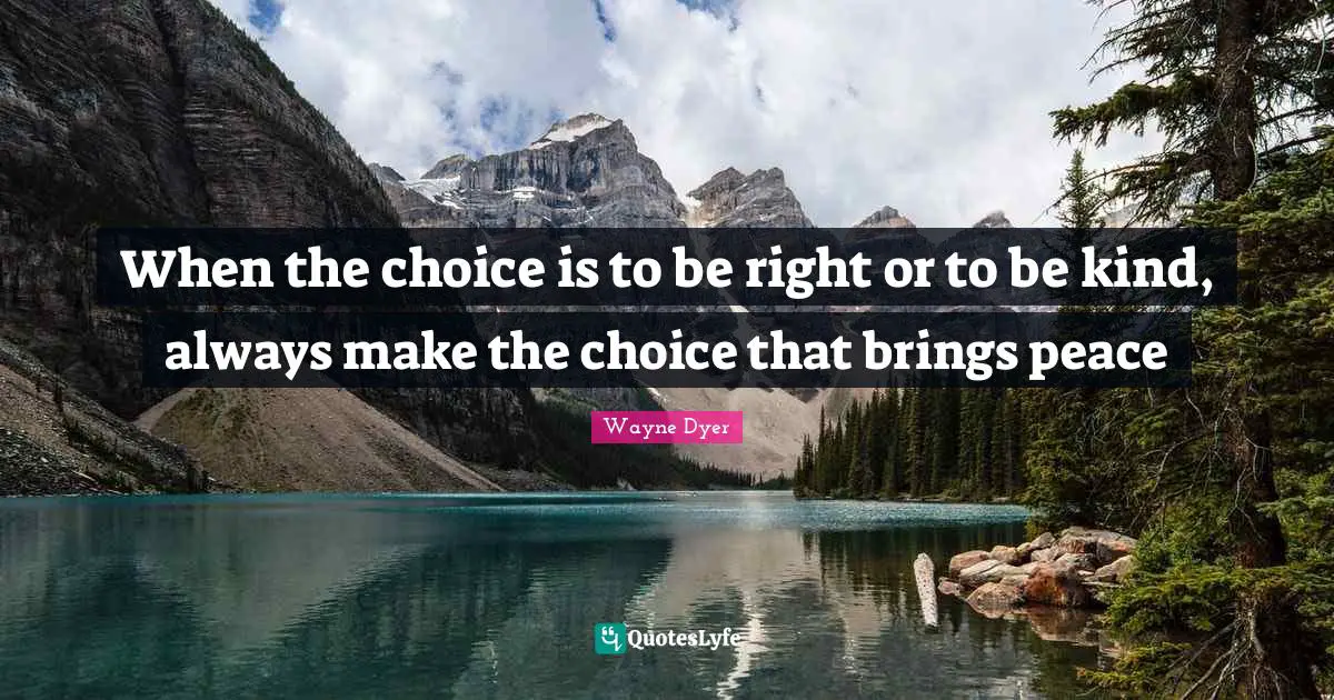 When the choice is to be right or to be kind, always make the choice that brings peace