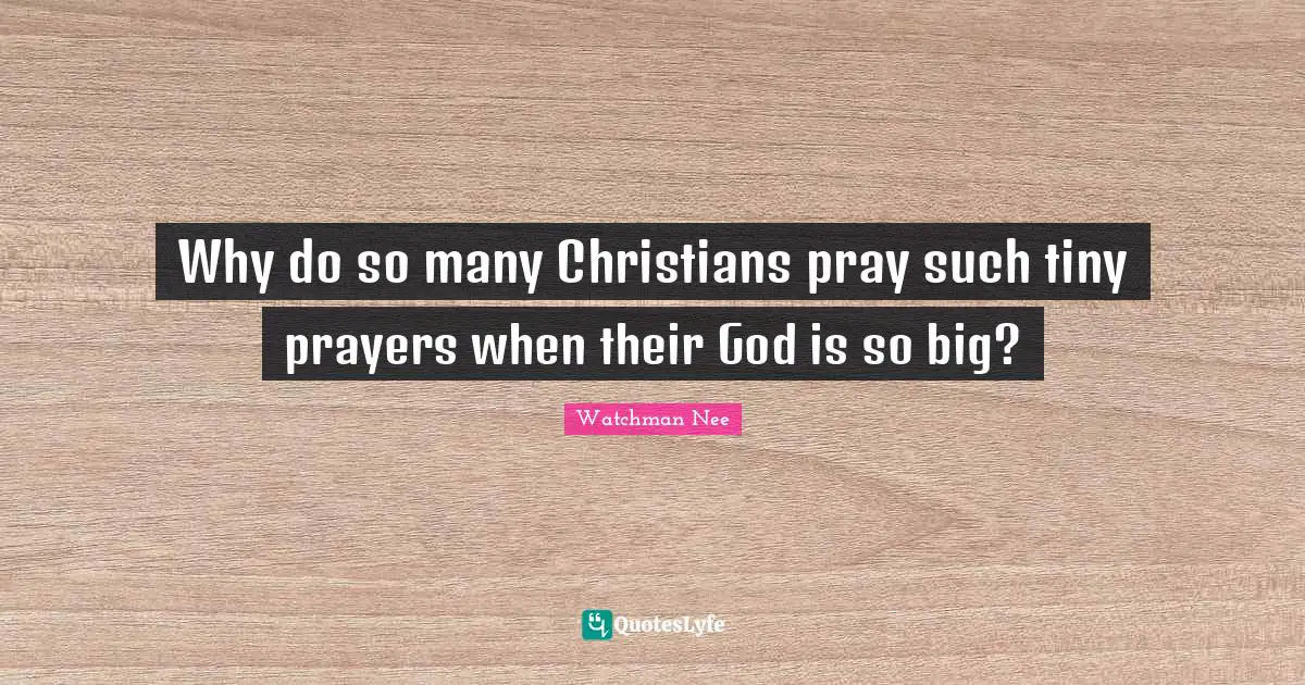 Mr Tiny Quotes: "Why do so many Christians pray such tiny prayers when their God is so big?"