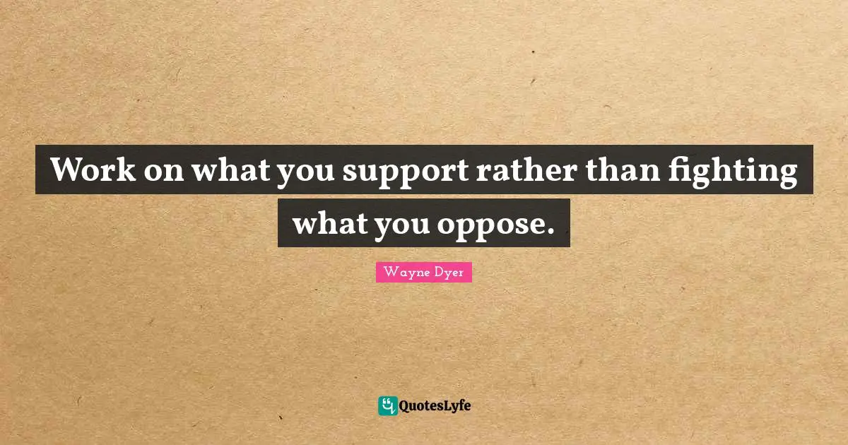 Work on what you support rather than fighting what you oppose.