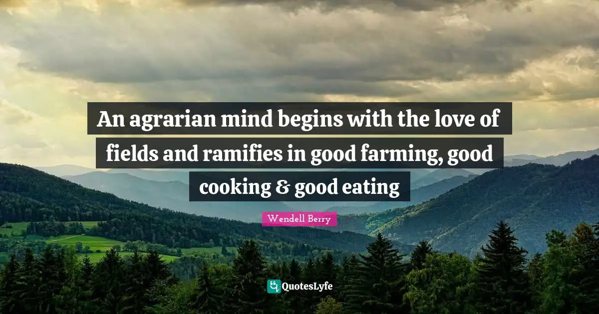 An agrarian mind begins with the love of fields and ramifies in good farming, good cooking & good eating