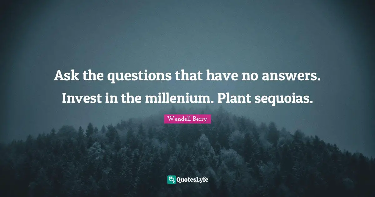 Ask the questions that have no answers. Invest in the millenium. Plant sequoias.