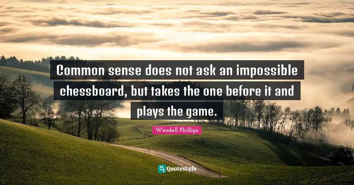 Common sense does not ask an impossible chessboard, but takes the one before it and plays the game.