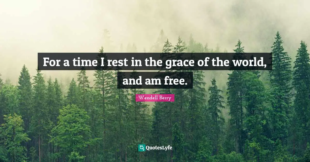 Wendell Berry Quotes: "For a time I rest in the grace of the world, and am free."