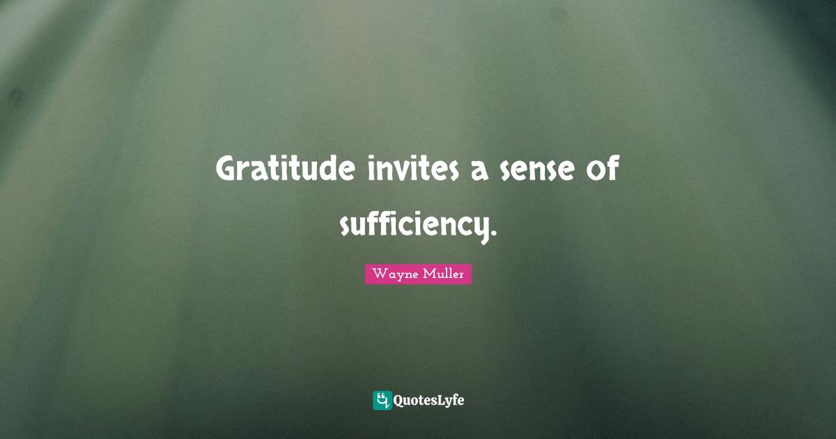 Gratitude invites a sense of sufficiency.