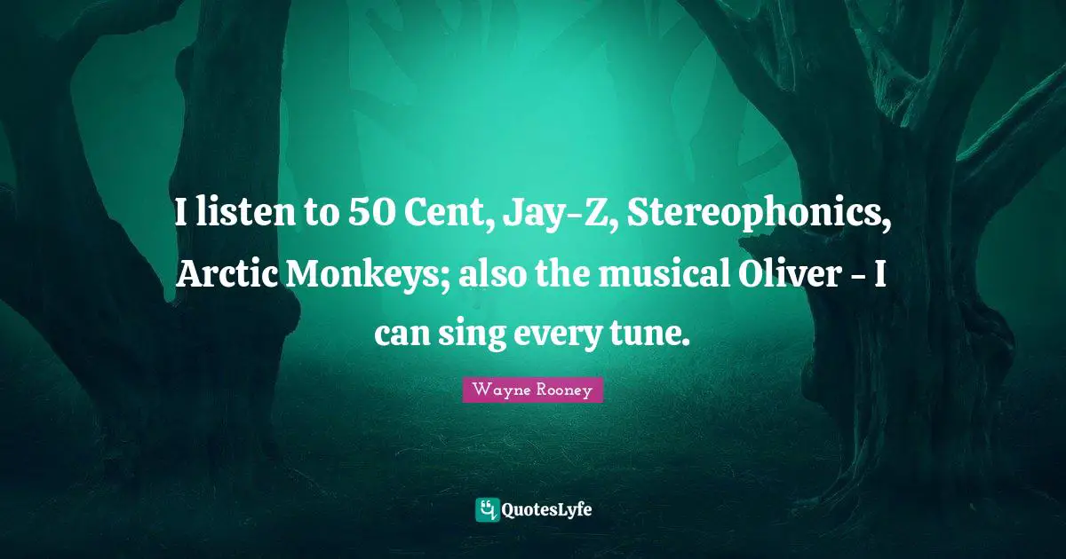 I listen to 50 Cent, Jay-Z, Stereophonics, Arctic Monkeys; also the musical Oliver - I can sing every tune.