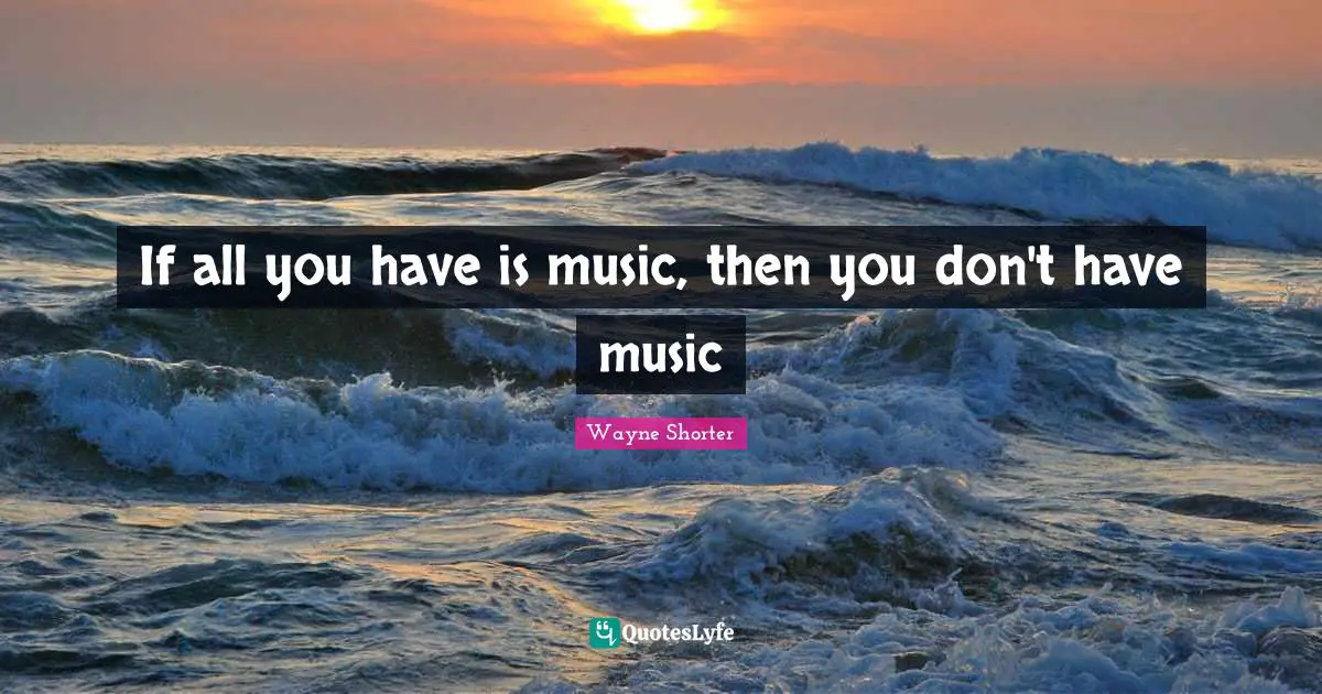 Musician Quotes: "If all you have is music, then you don't have music"