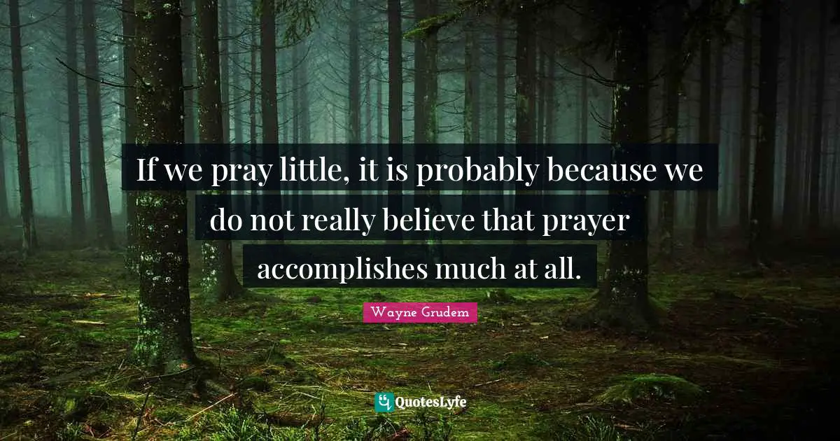 If we pray little, it is probably because we do not really believe that prayer accomplishes much at all.