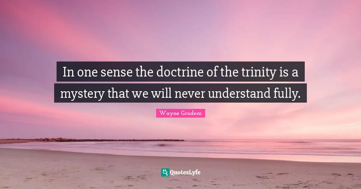 In one sense the doctrine of the trinity is a mystery that we will never understand fully.
