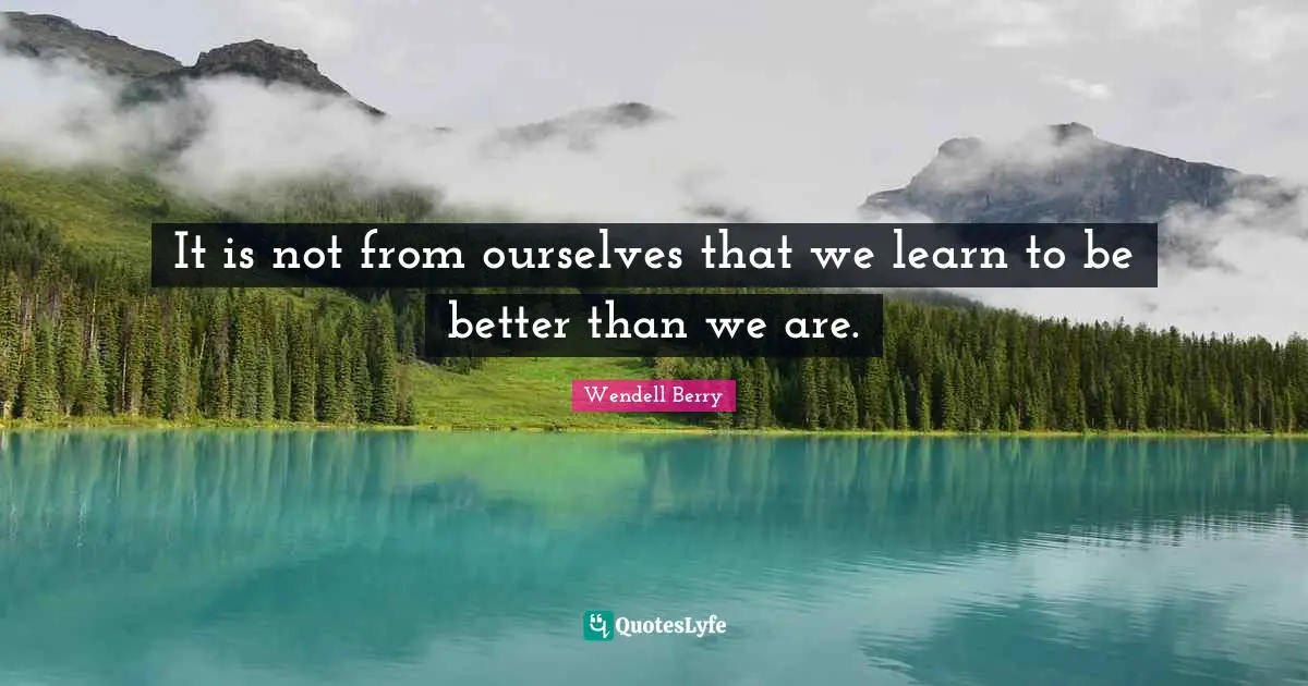 It is not from ourselves that we learn to be better than we are.